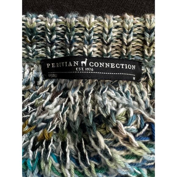Peruvian Connection Open Knit Sweater Multicolor Pima Cotton M - Picture 4 of 4